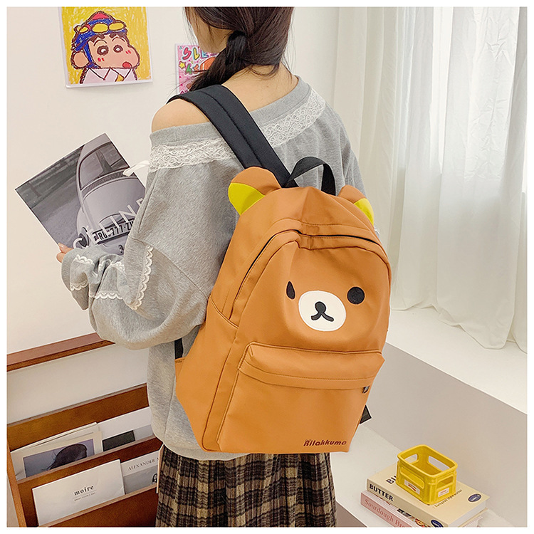 新しい日本のかわいいクマブラウン大容量漫画バックパックレジャー旅行学生ソフトガールバックパックスクールバッグ|undefined