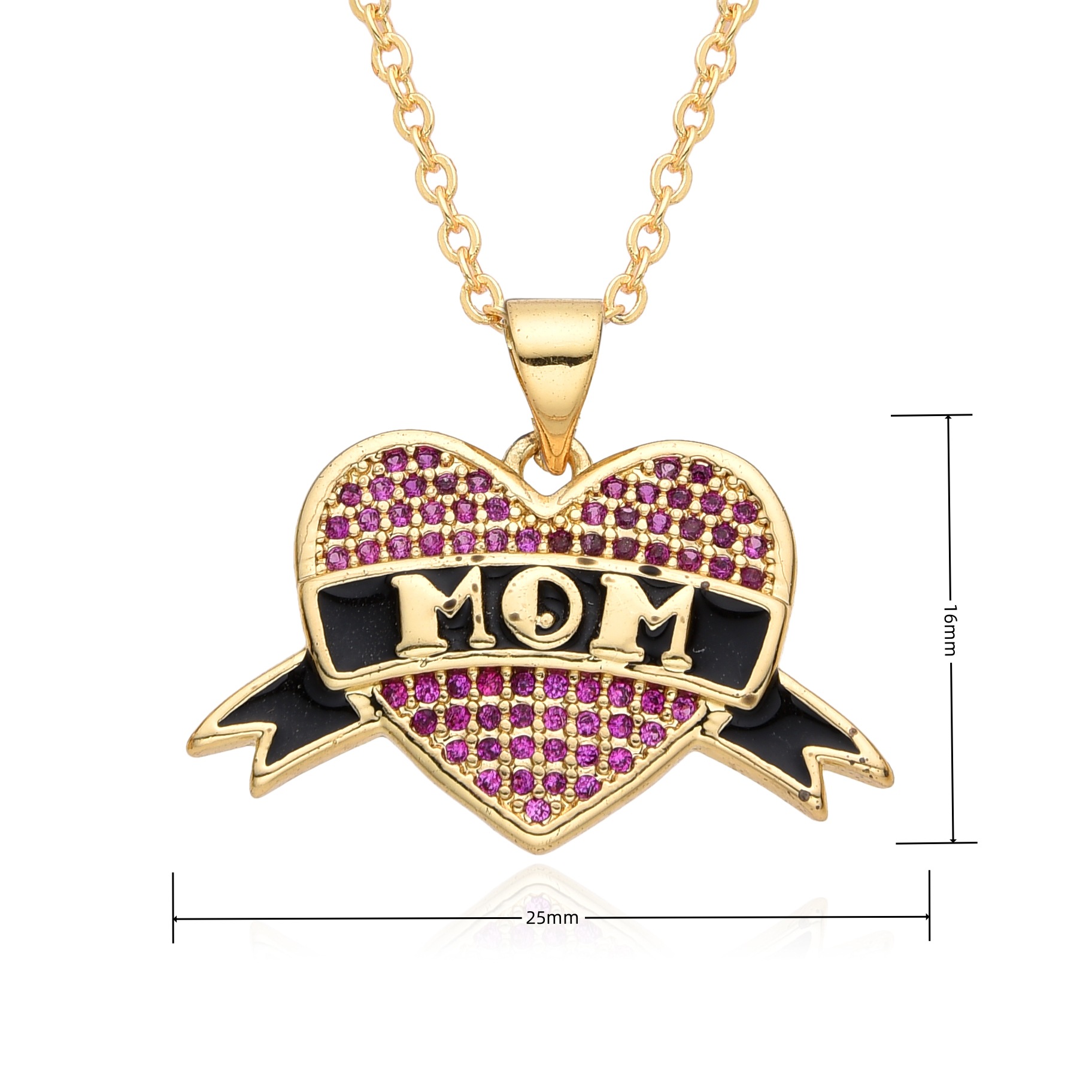 15g Weight Zircon Inlay Material Pendant Necklace Classification cable chain Chain Type 1 Piece Quantity Holiday, Daily Occasion Copper Material Mother'S Day Festival Letter, Heart Shape Pattern Women's Gender Inlay Design Casual, MAMA, Simple Style Style Copper Casual MAMA Simple Style Letter Heart Shape Inlay Zircon Pendant Necklace 10