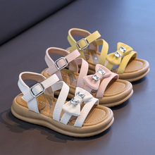 女童可爱蝴蝶结水钻凉鞋2025年夏新款小女孩中大童露趾沙滩鞋童鞋