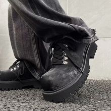 2025新款秋季皮鞋男休闲cleanfit德比大头脚宽翻毛工装低帮马丁靴