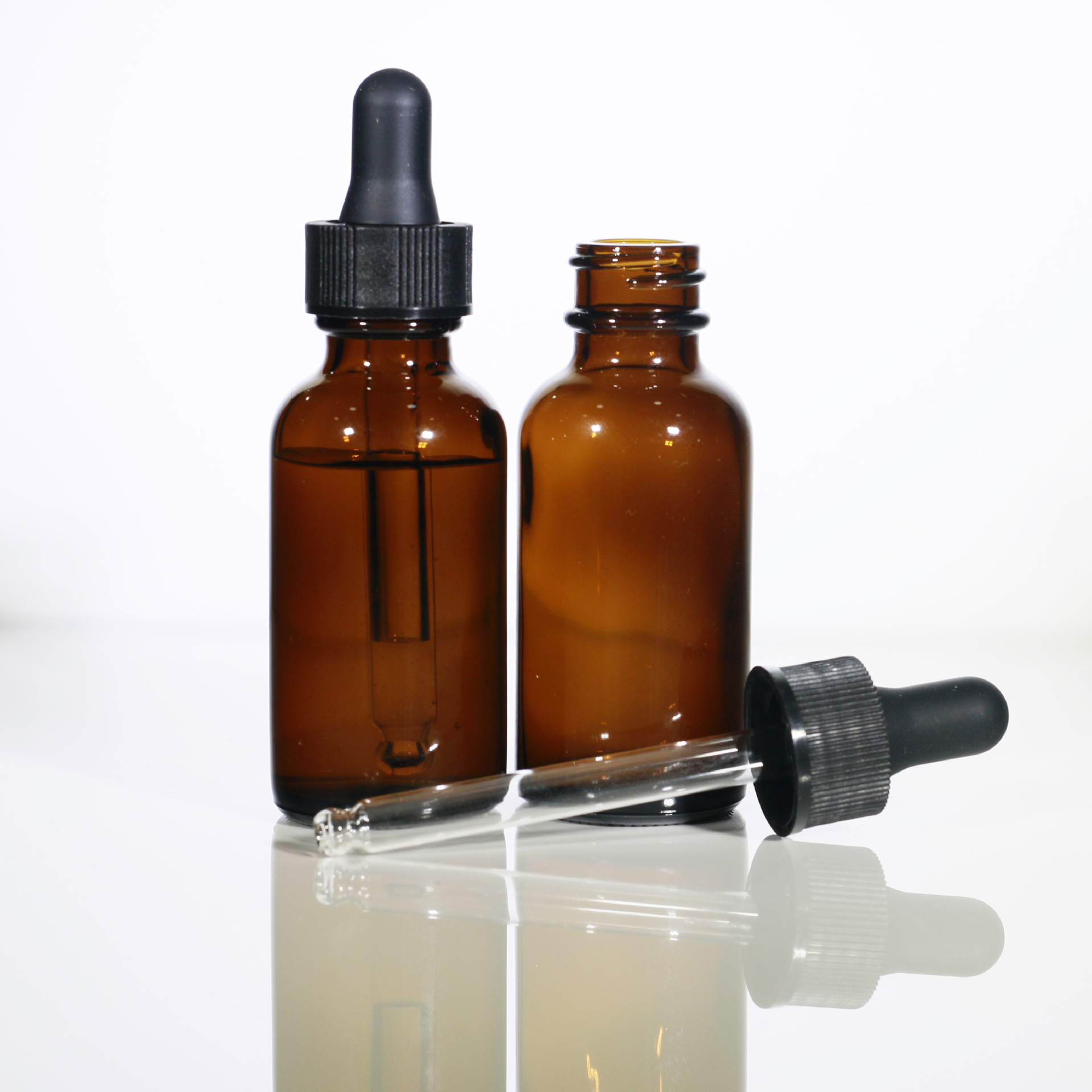 现货批发茶色精油瓶透明玻璃瓶波士顿瓶30ml精华液瓶化妆品瓶