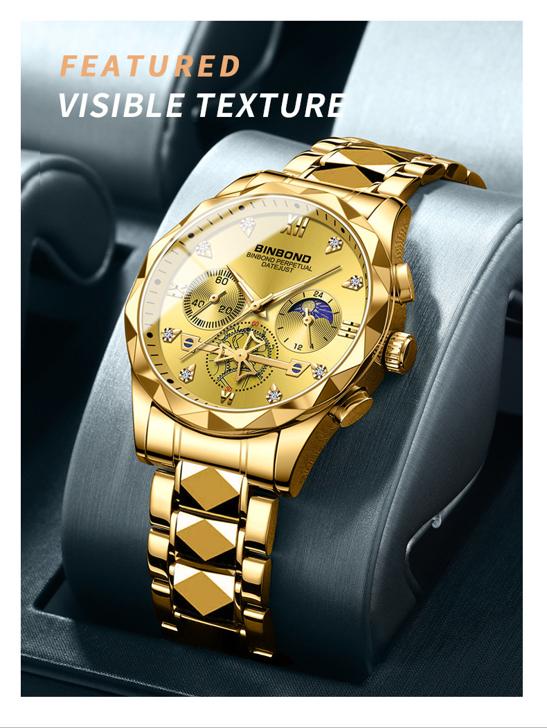 Men's Quartz Watch Multifunctional Tungsten Steel Chronograph_voghion.com