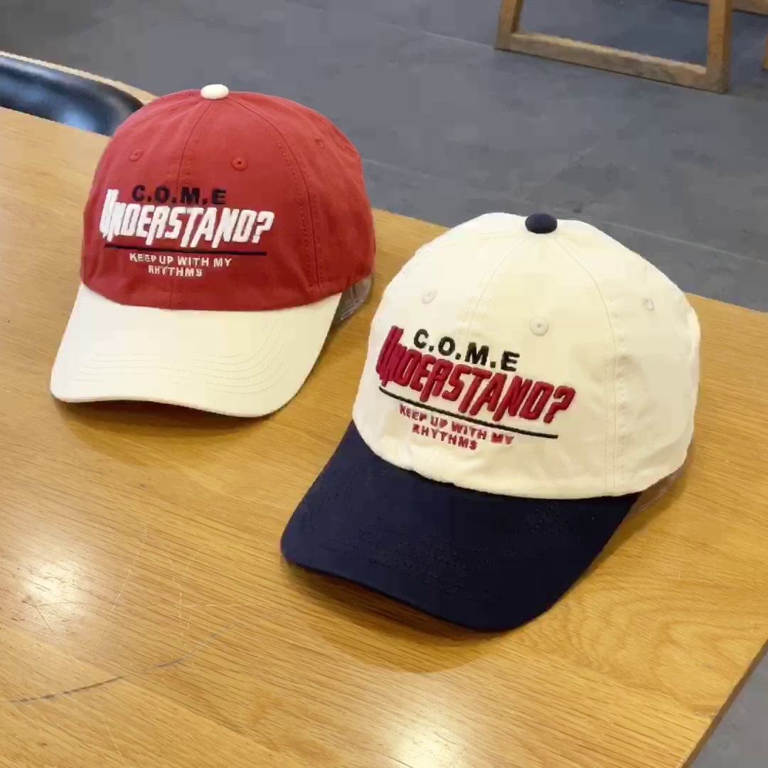 Sombrero de alta calidad mujer pareja contraste color medio suave superior gorra de béisbol primavera y verano estilo coreano carta bordado color a juego gorra de pico Masculino