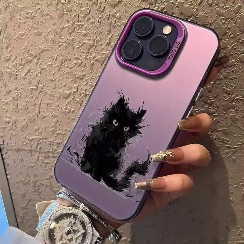 Color plata concha-púrpura-tinta gato negro adj