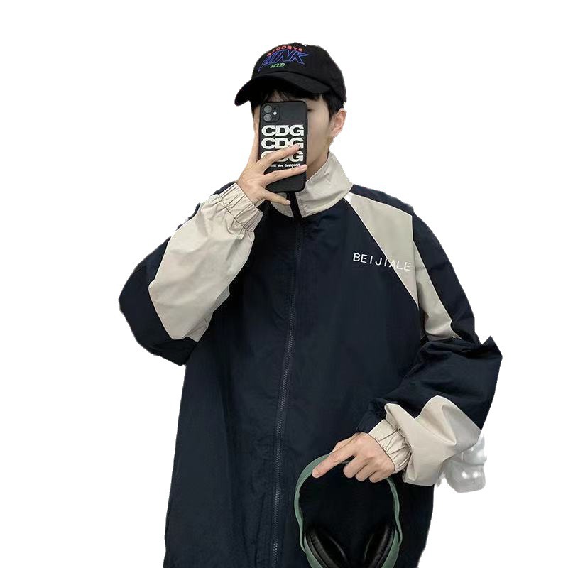 Men's Clothing retro top hip hop patchwork windproof street jacket loose oversize couple jacket_voghion.com