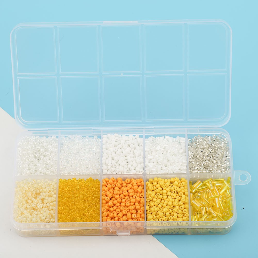 Cuentas de arroz 10 cuadrícula multicolor caja clásica de cuentas sueltas sequinilla pulsera pendientes DIY accesorios joyería al por mayor