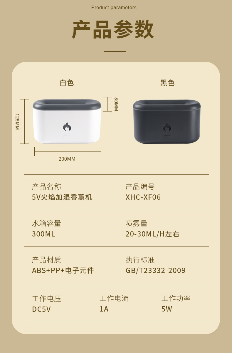 新款跨境仿真火焰香薰机家用办公室精油扩香仪卧室桌面香薰加湿器详情11