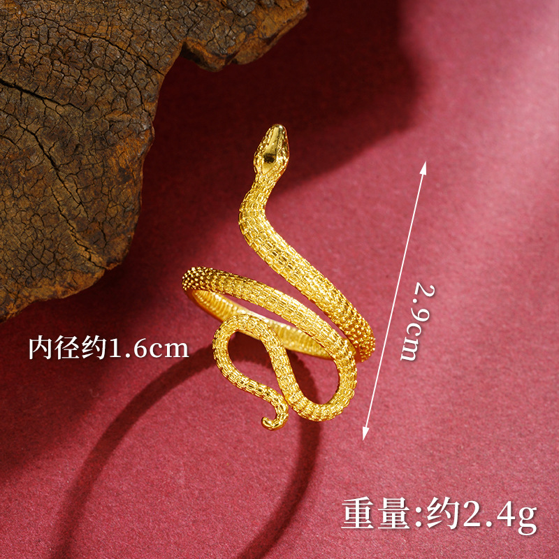 Gufa Sha Gold Zodiac Serpente Personalidad Joyas Collar pendientes de orejas Anillo de la mujer doblado Año de la Serpente Accesorios versátiles