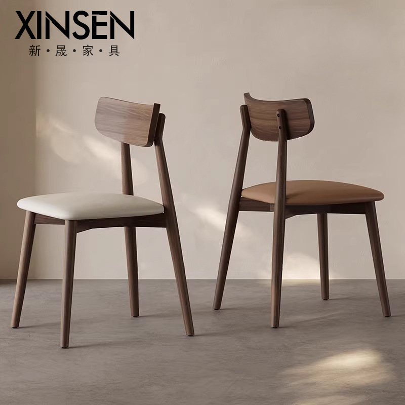 Sillas de comedor de madera maciza, sillas de respaldo modernas y sencillas, taburetes de comedor de hotel