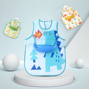 Children's Painting Apron Kindergarten Painting Art Waterproof Reverse Wear Boy and Girl Baby Smock Eating Bib Rice Pocket