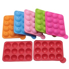 食品级硅胶棒棒糖模具12孔圆形DIY糖果巧克力蛋糕模耐高温易脱模
