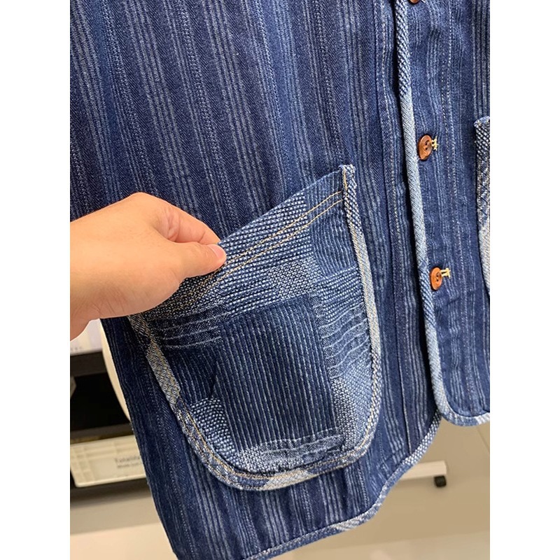 American Retro Washed Color-Block Denim Vest for Men, Loose Casual Spring and Autumn V-Neck Sleeveless Jacket