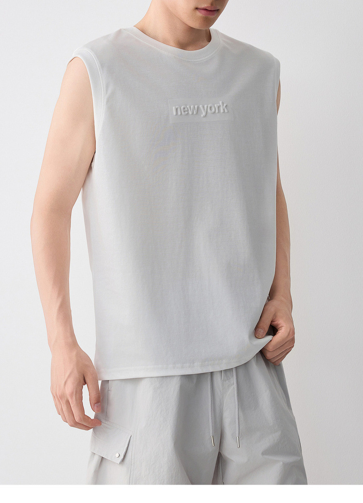Áo ba lỗ nam thể thao in họa tiết nổi phong cách đường phố — đen chi tiết 18