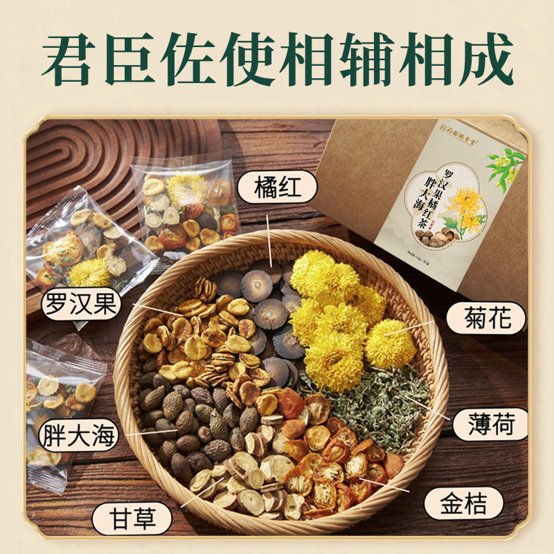 耀都瑞景堂 胖大海羅漢果橘紅茶 喉茶潤亳州健康花草茶 花茶|undefined