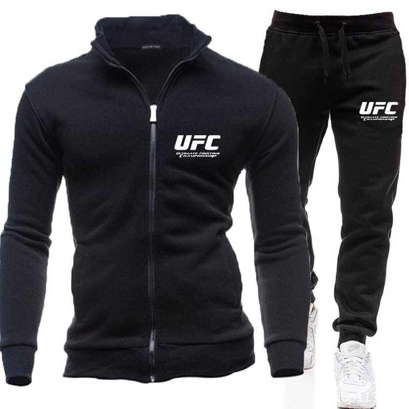 Cross-Border New Youth Slim Zipper Stand Collar Pure Color Sweatshirt Long-Sleeved Ufc Sports and Leisure Suit