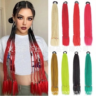 Monochrome Dirty Braid Wig High Pony Tail Hip-Hop Double Pony Tail Dirty Braid Gradient Braid Artifact Tie Twist Long Braid