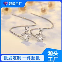 Женские серьги Qiao Lanxuan из стерлингового серебра 925 пробы, корейские модные простые украшения в виде короны с кисточками, оптовая продажа для студентов