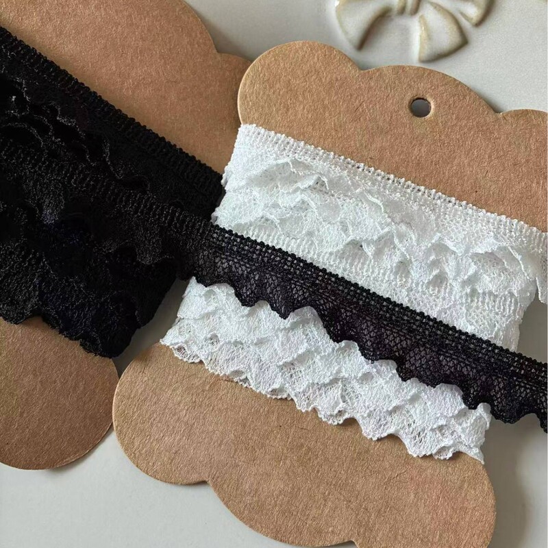 New Micro-pleated Creamy White Black Soft Skin-friendly Elastic Underwear Home Doll Lace 1.5cm