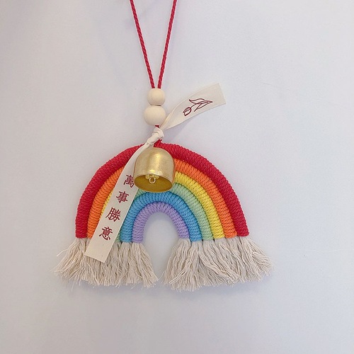 ins Nordic style rainbow color bell car hand-woven decorative pendant everything is successful wall hanging