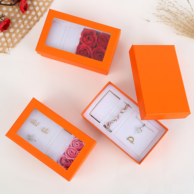 Transparent Heaven and Earth Cover Packaging Box Valentine's Day Gift Box Ring Necklace Jewelry Box Watch Box Storage Box