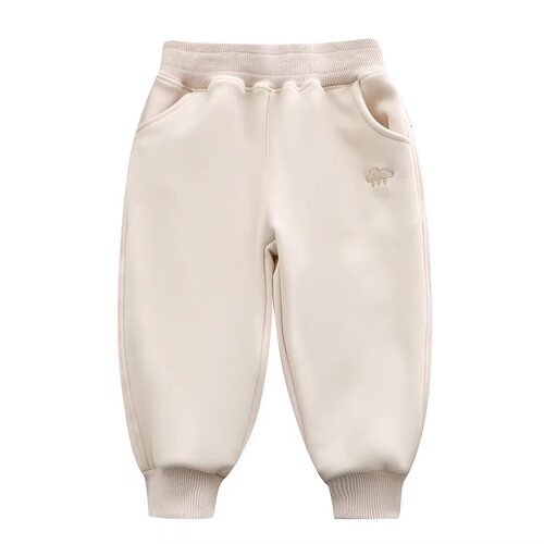 Children's Fleece Lined Pajama Pants Autumn/Winter Fleece Lined Thick Boys' and Girls' Pants Winter Windproof Casual Pants