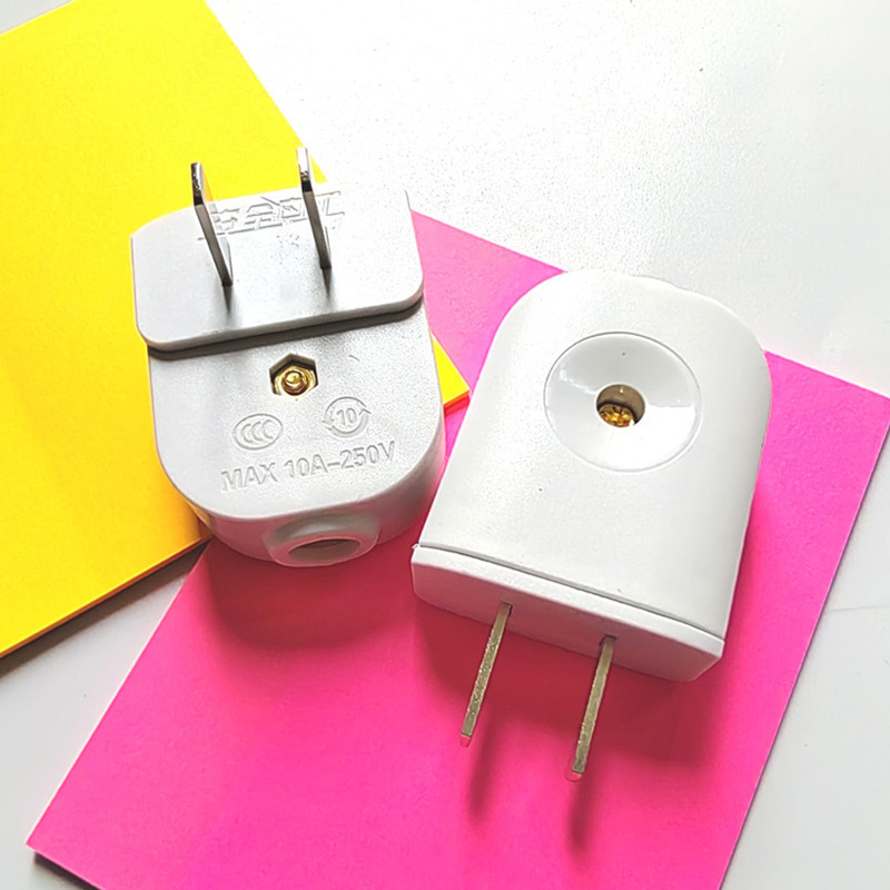 Tai Niu Hui 2-pole 90-degree 2-pin hole plug 1.3cm thick copper 2-flat power plug White 10A household