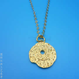 定制纯铜项链 圆形镂空金属项链 电镀仿金真金饰品配饰项链批发