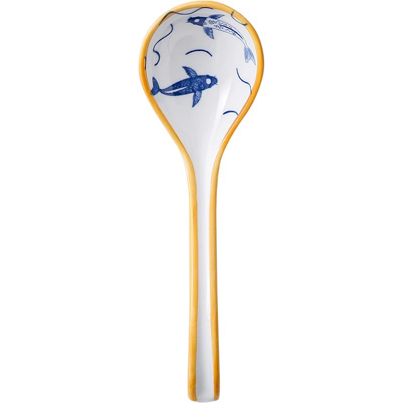 Фабрика Маленькая ложка в японском стиле Керамическая ложка Ложка для супа Бытовая ложка для супа Фарфоровая ложка Интернет-знаменитости Ложка с длинной ручкой Нежная ложка для лапши