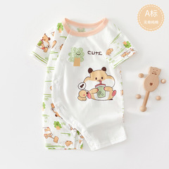 嬰兒短袖夏季薄款新生兒純棉無骨連體衣男女寶寶超萌可愛哈衣爬服