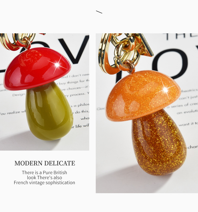 48g Weight Bag Pendant, Keychain Classification 1 Piece Quantity 1 Piece Cute Classic Style Mushroom Alloy Plating Bag Pendant Keychain