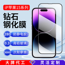 适用苹果15pro钢化膜 iPhone14promax防窥膜苹果13防指纹手机贴膜