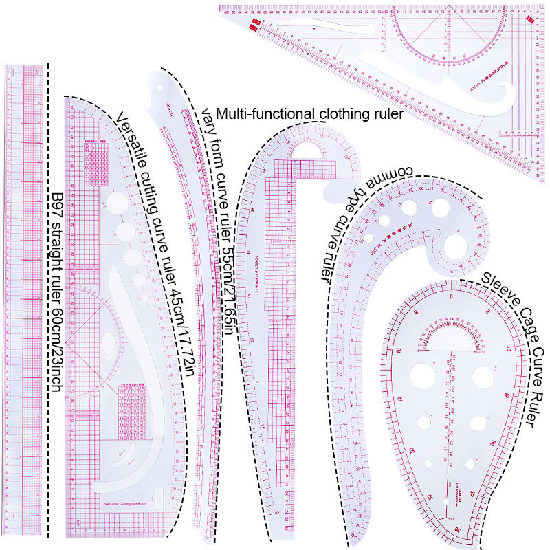 Regla multifuncional para la fabricación de placas, regla de corte, regla de corte, regla de diseño de ropa, regla de curva
