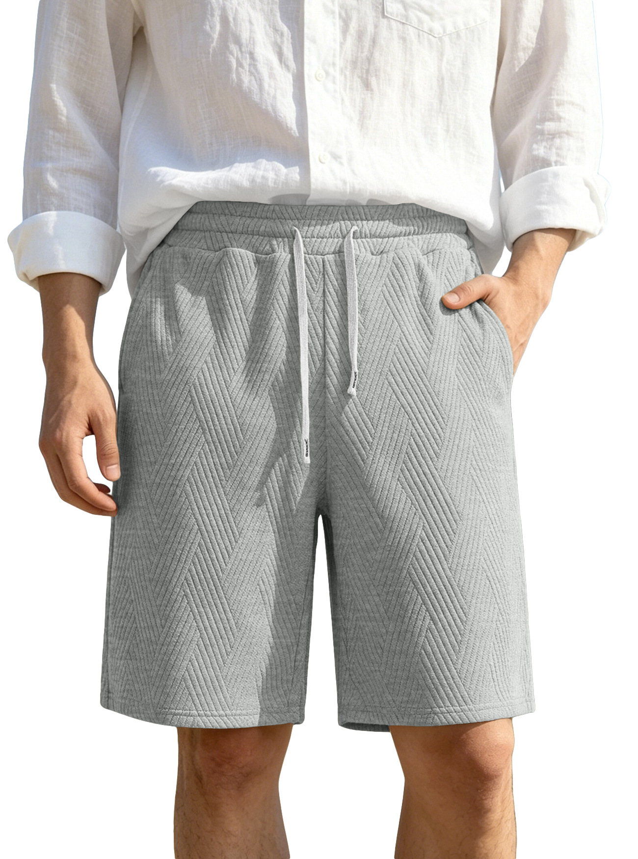 Pantalones Cortos de Playa Holgados para Hombre de Poliéster, Transpirables con Cordón, para Deporte