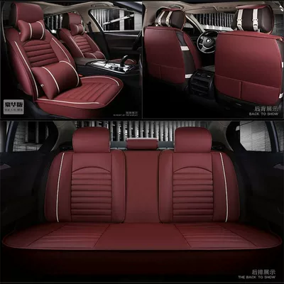 Four Seasons Leather Seat: Modelə uyğun (Original) oturacaq örtükləri - red-five-full-car-including-2-neck-pillow-2-pillow