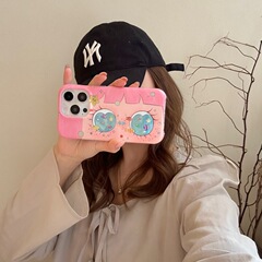 烫金大眼女孩可爱适用苹果15promax手机壳iPhone16日韩13/14创意