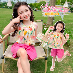 女の子スーツ夏 2025 新しいファッショナブルな小さな女の子ベビー韓国スタイルツーピース子供の夏のショーツ