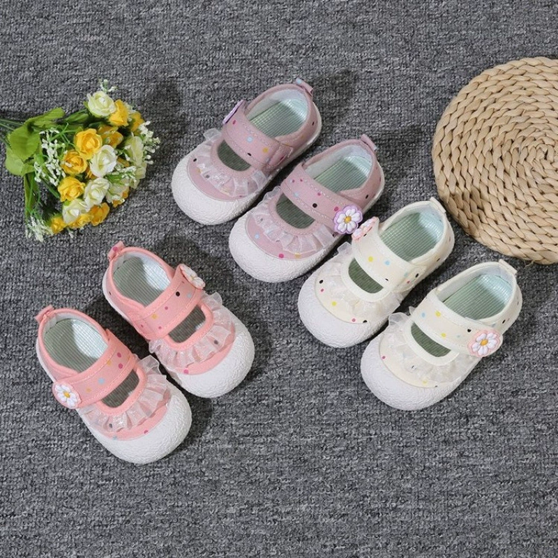 2025 Весна и Осень дышащая обувь для детей от 1 до 7 лет для девочек на холсте