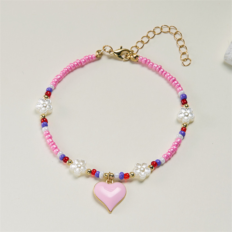 8g Weight Anklet Classification 1 Piece Quantity Holiday, Beach Occasion Seed Bead Material Heart Shape Pattern All Seasons Season Women's Gender Simple Style, Classic Style Style Wholesale Jewelry Simple Style Classic Style Heart Shape Seed Bead Anklet 23