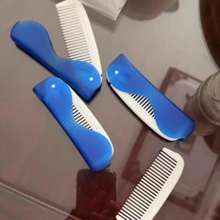 접이식 빗, 진한 파란색 opp 가방에 개별 포장됨(기계 포장/수동 포장 무작위 배송)