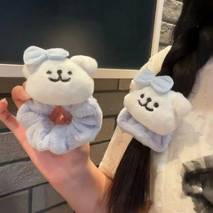 线条小狗大肠发圈蝴蝶结秋冬毛绒少女可爱日韩马尾皮筋发绳新款