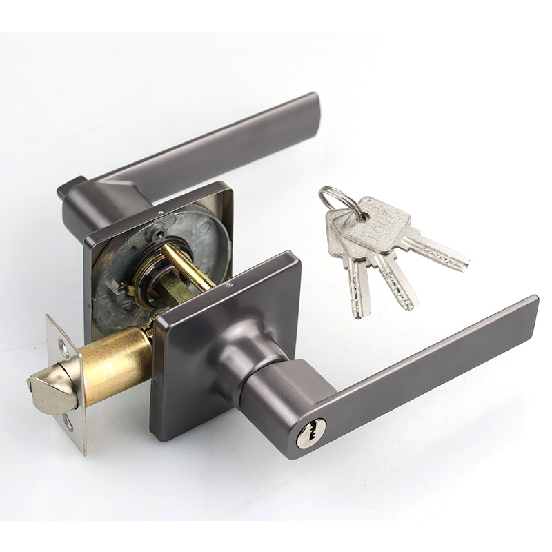 Personalizada aleación de zinc de tres barras cerradura de mano cerradura cuadrada cerradura de baño cerradura de canal cerradura americana de tres barras cerradura interior cerradura de mango de puerta de madera