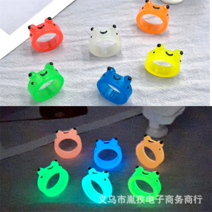Luminous Frog Resin Ring Cross-border Hot Sale Colorful Personalized Animal Cartoon Cute Finger Ring Lonely Frog
