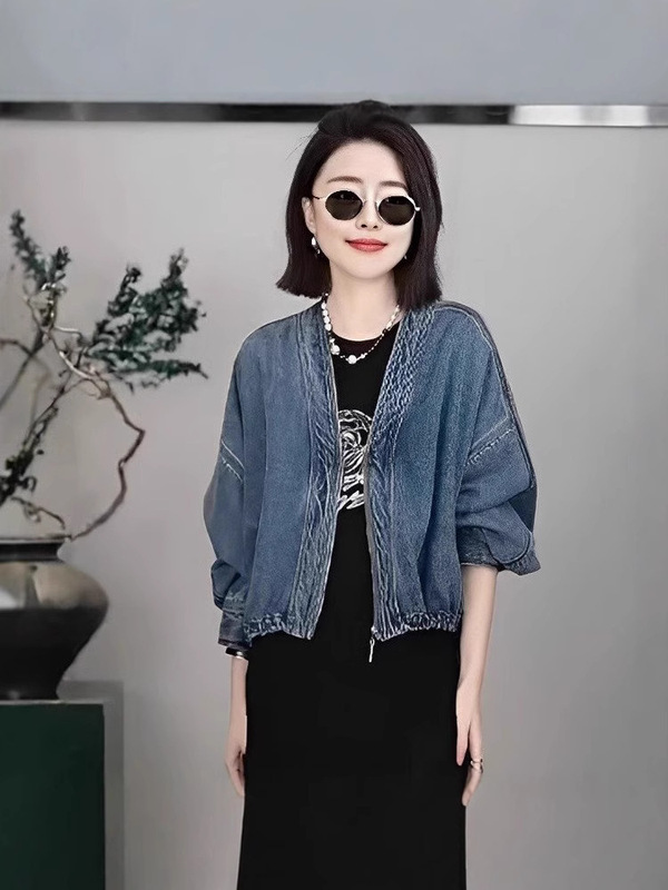 年齢を軽減する女性用デニムジャケット 2025 春と秋の新韓国スタイルルーズ大きいサイズカジュアルショートカジュアルマントスタイルトップ|undefined