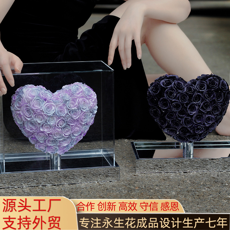 Regalo de San Valentín amor Rosa flor real novia regalo de cumpleaños acrílico flor seca Yunnan flor eterna producto terminado