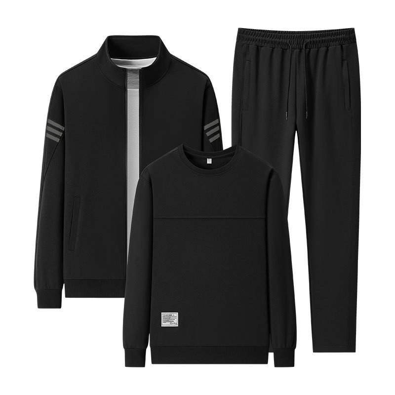 Trajes deportivos transfronterizos de primavera y otoño para hombres 2025 nuevos trajes deportivos casuales chaqueta chaqueta pantalones de tres piezas para hombres moda image 5