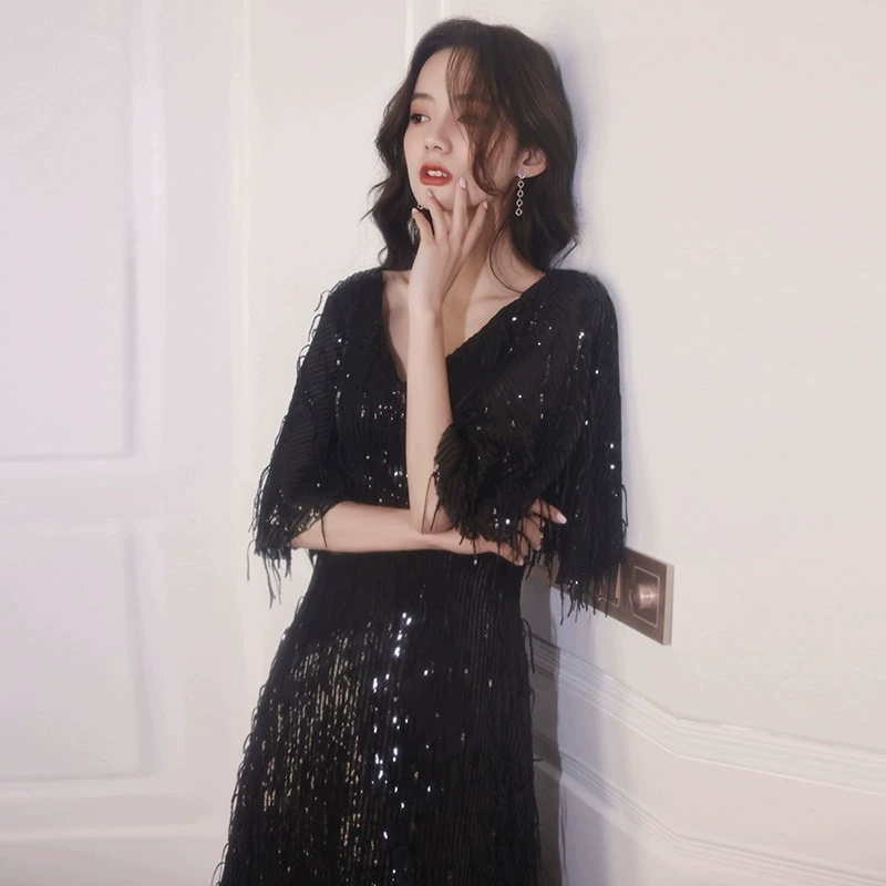Вечернее платье, длинные ногти sequins, юбка, новая коллекция, плюс размер, облегающее, яркий запоминающийся стиль