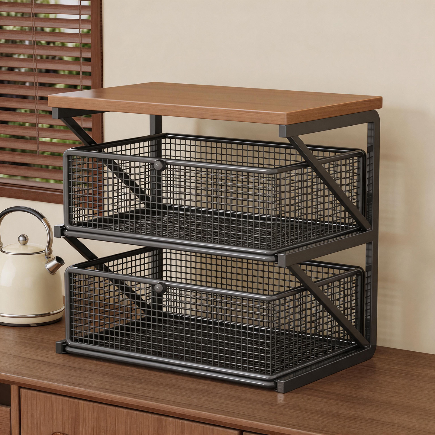 Organizador de Tazas y Bolsas de Té Extraíble para Mesa