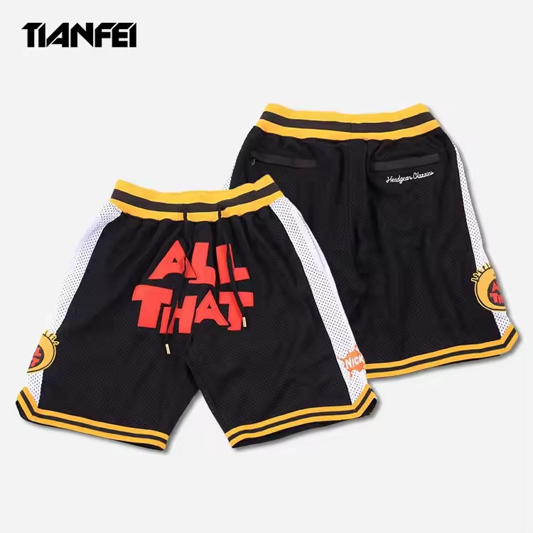 Tf Custom Basketball Shorts with Zipper Pocket Design Retro Shorts Fashion Street Mesh Basketball Shorts