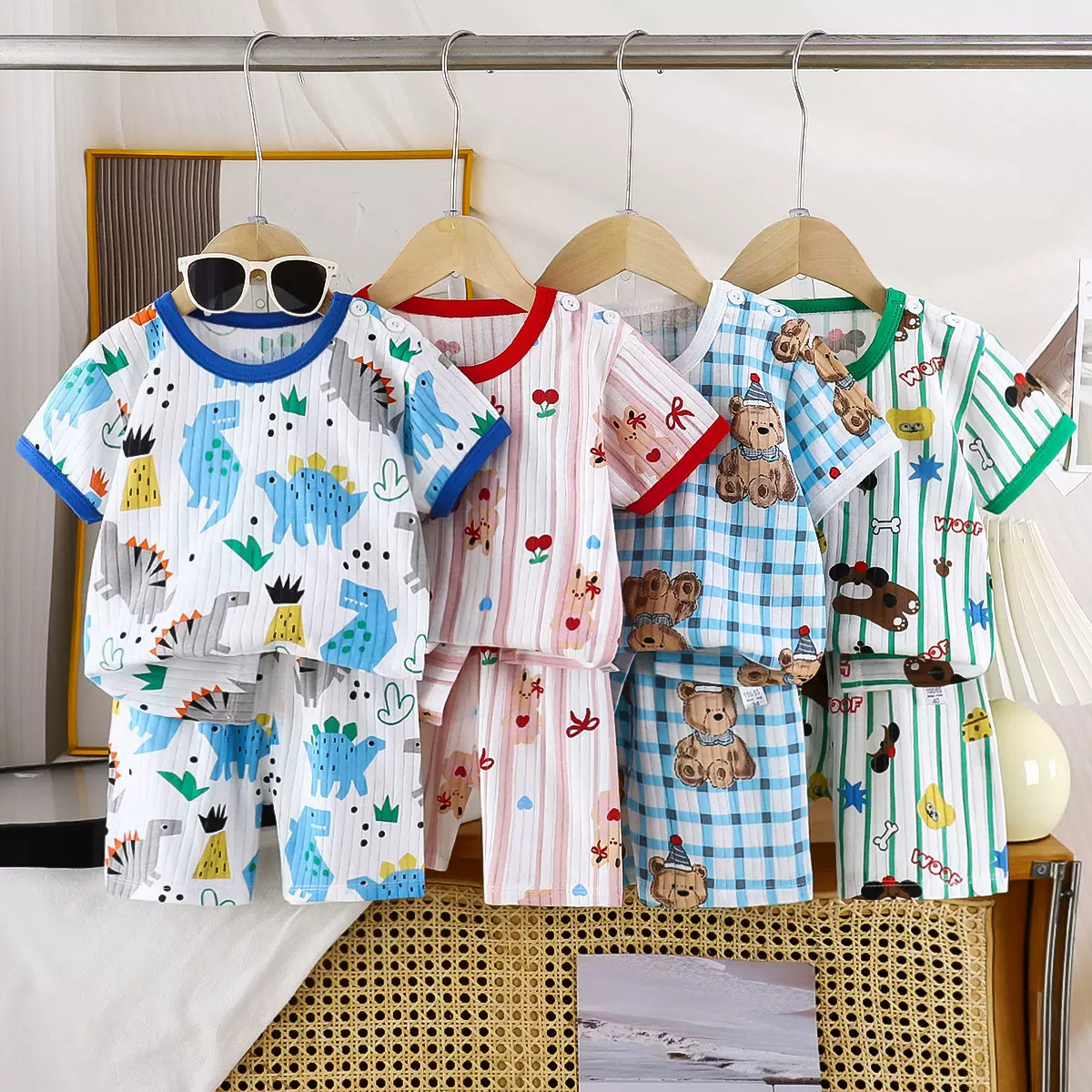 儿童短袖套装女童夏季纯棉衣服两件套韩版童装男宝宝T恤夏装批发