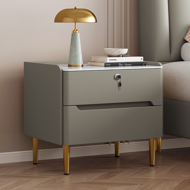 Solid Wood Bedside Table Small Simple Modern Home Bedroom Light Luxury High-End Leather New Slate Storage Bedside Table